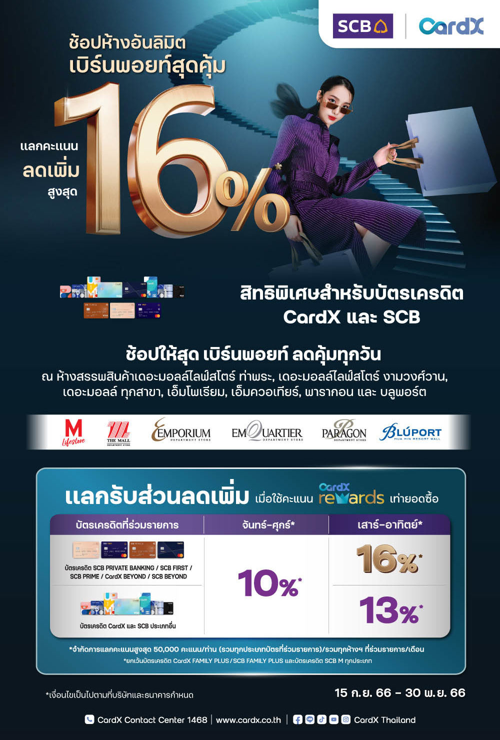 บัตรเครดิต Scb/Cardx แลกรับส่วนลดเพิ่มสูงสุด 16% - Emporium