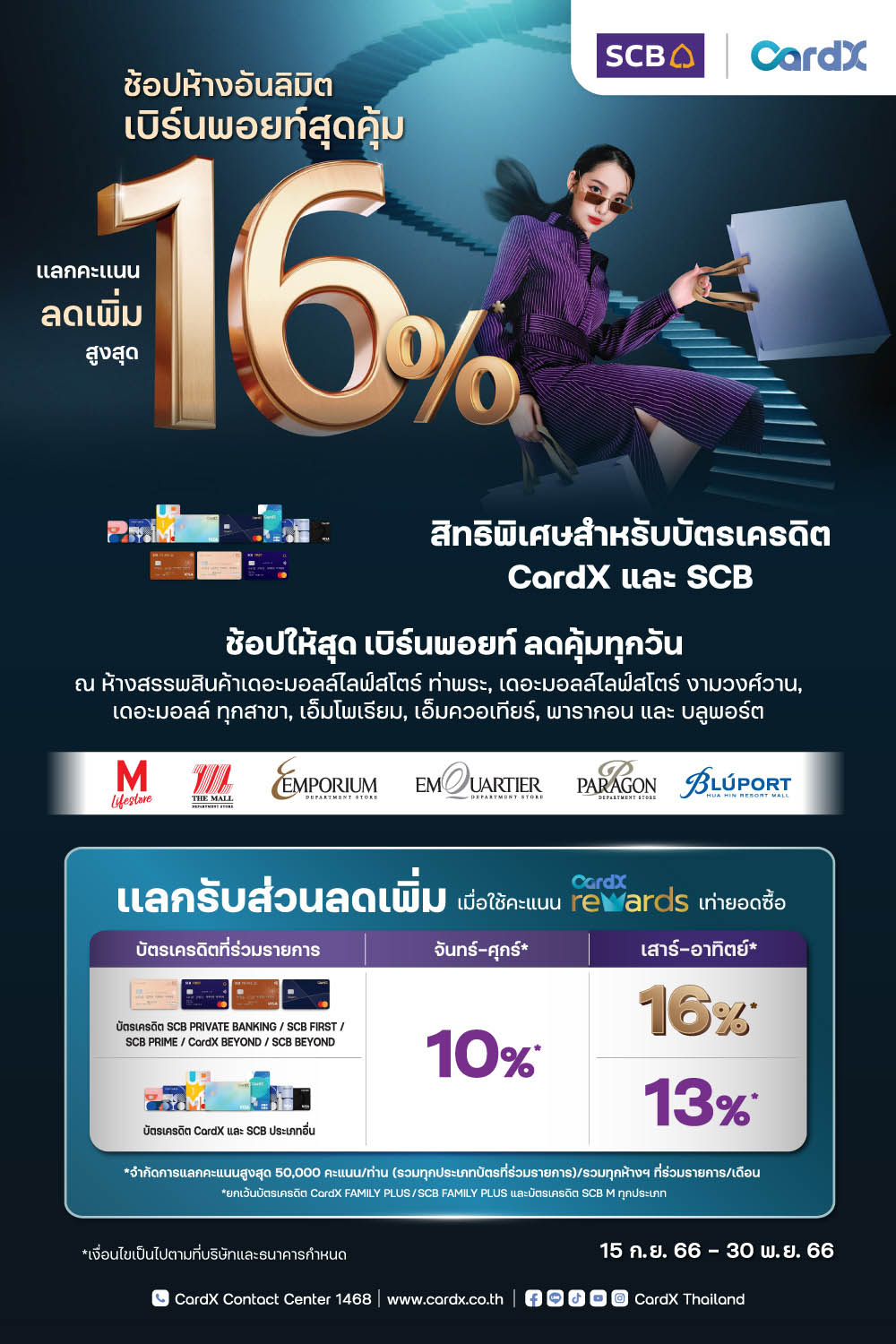 บัตรเครดิต Scb/Cardx แลกรับส่วนลดเพิ่มสูงสุด 16% - Emporium